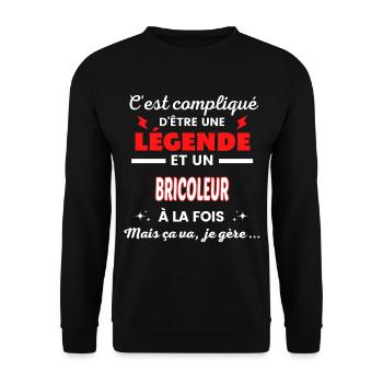 C'est compliqué phrase drôle BRICOLEUR - Sweat-shirt Unisexe - noir - Devant - Alina (178cm) & Michal (187cm)
