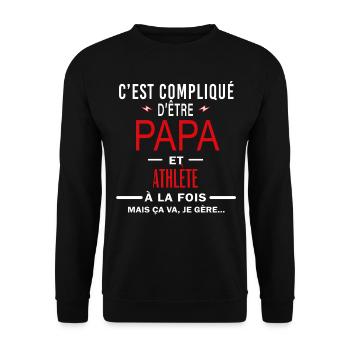 papa Et ATHLÈTE cadeau citation - Sweat-shirt Unisexe - noir - Devant - Alina (178cm) & Michal (187cm)