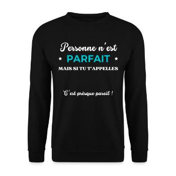 AJOUTEZ PRÉNOMS personalisable PERSONNE PARFAIT - Sweat-shirt Unisexe - noir - Devant - Alina (178cm) & Michal (187cm)