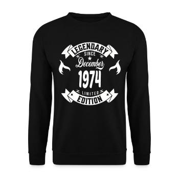 Legendary since december 1974 - Unisex Sweatshirt - black - Front - Alina (178cm) & Michal (187cm)
