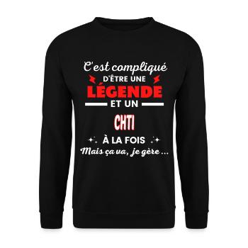 C'est compliqué phrase drôle CHTI - Sweat-shirt Unisexe - noir - Devant - Alina (178cm) & Michal (187cm)