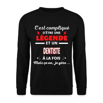 C'est compliqué phrase drôle DENTISTE - Sweat-shirt Unisexe - noir - Devant - Alina (178cm) & Michal (187cm)