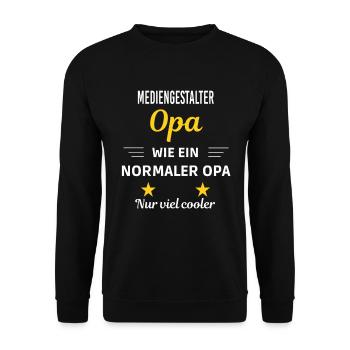 Opa wie normaler nur viel cooler Mediengestalter - Unisex Pullover - Schwarz - Vorne - Alina (178cm) & Michal (187cm)