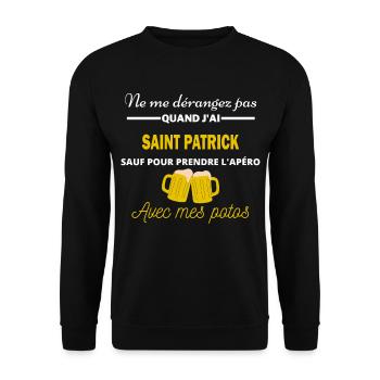 Ne dérangez pas QUAND J'ai l'apéro saint Patrick - Sweat-shirt Unisexe - noir - Devant - Alina (178cm) & Michal (187cm)