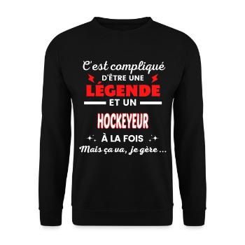 C'est compliqué phrase drôle HOCKEYEUR - Sweat-shirt Unisexe - noir - Devant - Alina (178cm) & Michal (187cm)