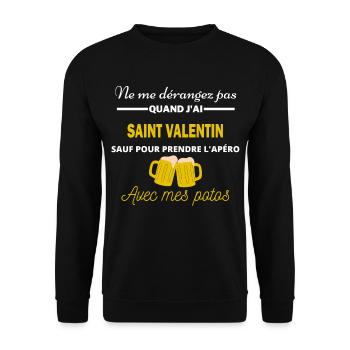 Ne dérangez pas QUAND J'ai l'apéro saint Valentin - Sweat-shirt Unisexe - noir - Devant - Alina (178cm) & Michal (187cm)
