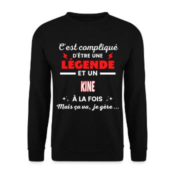 C'est compliqué phrase drôle KINE - Sweat-shirt Unisexe - noir - Devant - Alina (178cm) & Michal (187cm)
