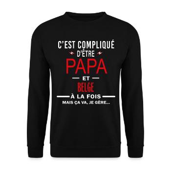 papa Et BELGE cadeau citation - Sweat-shirt Unisexe - noir - Devant - Alina (178cm) & Michal (187cm)