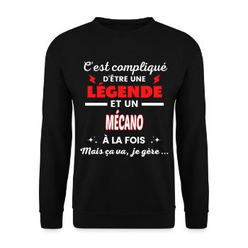 C'est compliqué phrase drôle MÉCANO - Sweat-shirt Unisexe - noir - Devant - Alina (178cm) & Michal (187cm)