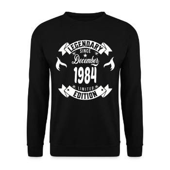 Legendär seit Dezember 1984 - Unisex Pullover - Schwarz - Vorne - Alina (178cm) & Michal (187cm)