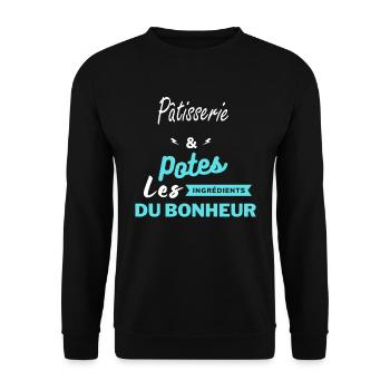 potes les ingrédients du bonheur Pâtisserie - Sweat-shirt Unisexe - noir - Devant - Alina (178cm) & Michal (187cm)