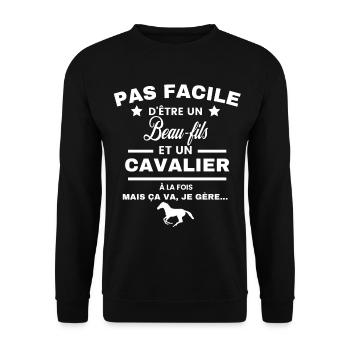 pas facile d'être cavalier et Beau-fils - Sweat-shirt Unisexe - noir - Devant - Alina (178cm) & Michal (187cm)