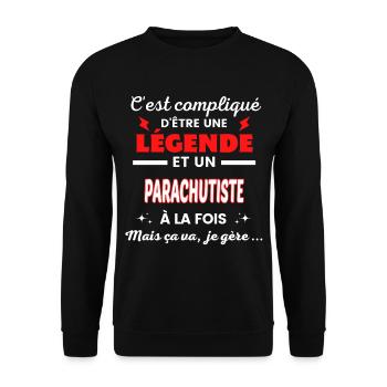 C'est compliqué phrase drôle PARACHUTISTE - Sweat-shirt Unisexe - noir - Devant - Alina (178cm) & Michal (187cm)
