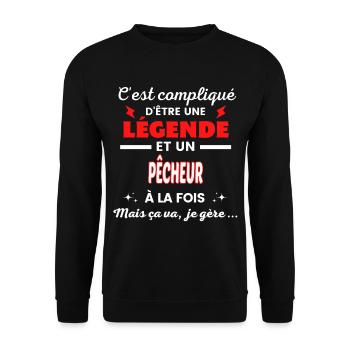 C'est compliqué phrase drôle PÊCHEUR - Sweat-shirt Unisexe - noir - Devant - Alina (178cm) & Michal (187cm)