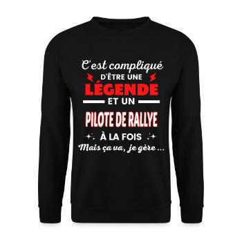C'est compliqué phrase drôle PILOTE DE RALLYE - Sweat-shirt Unisexe - noir - Devant - Alina (178cm) & Michal (187cm)