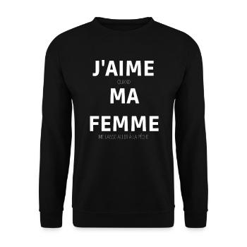 J'AIME MA FEMME pêche - Sweat-shirt Unisexe - noir - Devant - Alina (178cm) & Michal (187cm)
