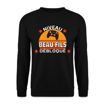 niveau débloqué Beau fils - Sweat-shirt Unisexe - noir - Devant - Alina (178cm) & Michal (187cm)
