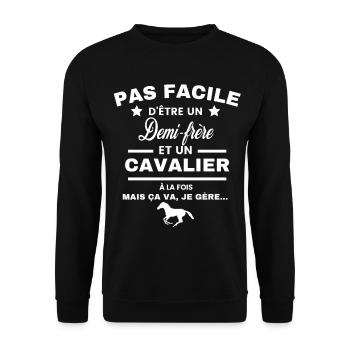pas facile d'être cavalier et Demi-frère - Sweat-shirt Unisexe - noir - Devant - Alina (178cm) & Michal (187cm)