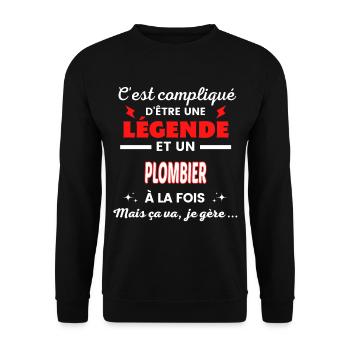 C'est compliqué phrase drôle PLOMBIER - Sweat-shirt Unisexe - noir - Devant - Alina (178cm) & Michal (187cm)