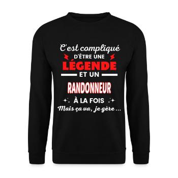 C'est compliqué phrase drôle RANDONNEUR - Sweat-shirt Unisexe - noir - Devant - Alina (178cm) & Michal (187cm)