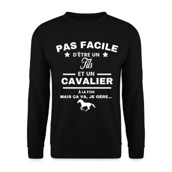 pas facile d'être cavalier et Fils - Sweat-shirt Unisexe - noir - Devant - Alina (178cm) & Michal (187cm)