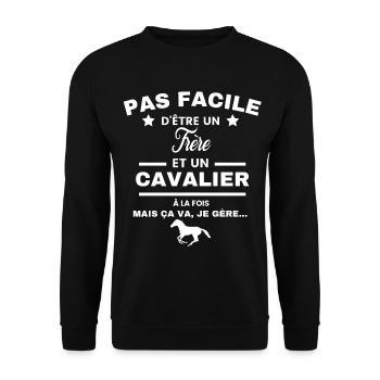 pas facile d'être cavalier et Frère - Sweat-shirt Unisexe - noir - Devant - Alina (178cm) & Michal (187cm)