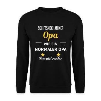 Opa ein normaler nur viel cooler Schiffsmechaniker - Unisex Pullover - Schwarz - Vorne - Alina (178cm) & Michal (187cm)