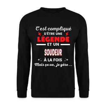C'est compliqué phrase drôle SOUDEUR - Sweat-shirt Unisexe - noir - Devant - Alina (178cm) & Michal (187cm)