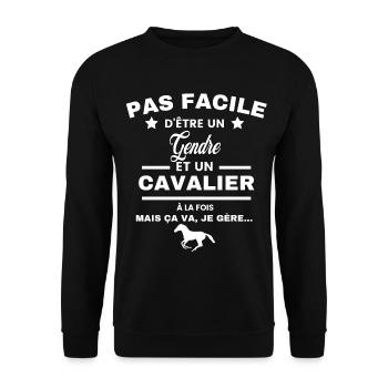 pas facile d'être cavalier et Gendre - Sweat-shirt Unisexe - noir - Devant - Alina (178cm) & Michal (187cm)