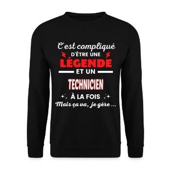 C'est compliqué phrase drôle TECHNICIEN - Sweat-shirt Unisexe - noir - Devant - Alina (178cm) & Michal (187cm)