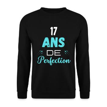 âge de la perfection cadeau humoristique 17 ans - Sweat-shirt Unisexe - noir - Devant - Alina (178cm) & Michal (187cm)