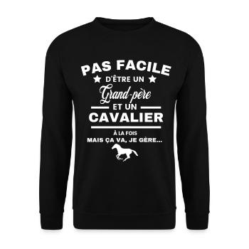 pas facile d'être cavalier et Grand-père - Sweat-shirt Unisexe - noir - Devant - Alina (178cm) & Michal (187cm)