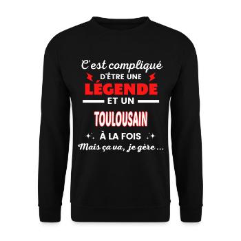 C'est compliqué phrase drôle TOULOUSAIN - Sweat-shirt Unisexe - noir - Devant - Alina (178cm) & Michal (187cm)