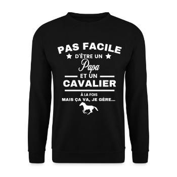 pas facile d'être cavalier et Papa - Sweat-shirt Unisexe - noir - Devant - Alina (178cm) & Michal (187cm)
