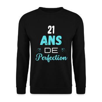 âge de la perfection cadeau humoristique 21 ans - Sweat-shirt Unisexe - noir - Devant - Alina (178cm) & Michal (187cm)