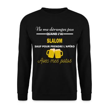 Ne me dérangez pas QUAND J'ai l'apéro slalom - Sweat-shirt Unisexe - noir - Devant - Alina (178cm) & Michal (187cm)
