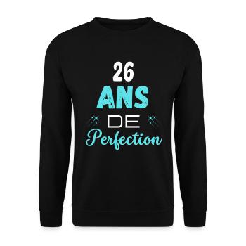 âge de la perfection cadeau humoristique 26 ans - Sweat-shirt Unisexe - noir - Devant - Alina (178cm) & Michal (187cm)