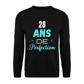 âge de la perfection cadeau humoristique 28 ans - Sweat-shirt Unisexe - noir - Devant - Alina (178cm) & Michal (187cm)