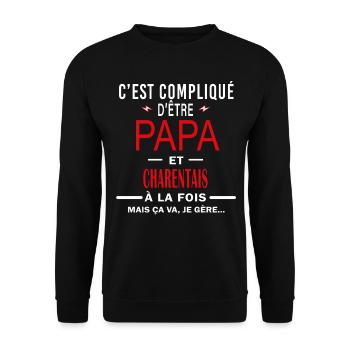 papa Et CHARENTAIS cadeau citation - Sweat-shirt Unisexe - noir - Devant - Alina (178cm) & Michal (187cm)
