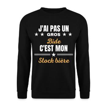 J'ai pas un Gros Bide c'est mon stock bière - Sweat-shirt Unisexe - noir - Devant - Alina (178cm) & Michal (187cm)