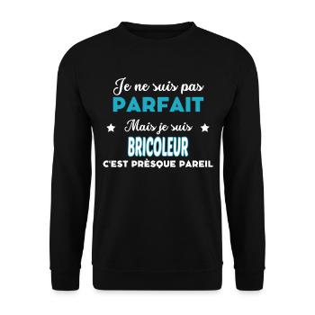je ne suis pas parfait humour BRICOLEUR - Sweat-shirt Unisexe - noir - Devant - Alina (178cm) & Michal (187cm)