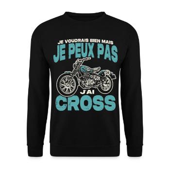 Je peux pas j'ai cross. - Sweat-shirt Unisexe - noir - Devant - Alina (178cm) & Michal (187cm)