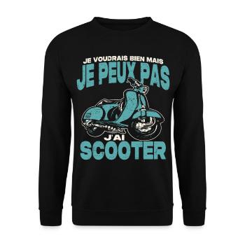Je peux pas j'ai scooter. - Sweat-shirt Unisexe - noir - Devant - Alina (178cm) & Michal (187cm)