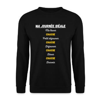 chasse ma journée idéale - idée cadeau - Sweat-shirt Unisexe - noir - Devant - Alina (178cm) & Michal (187cm)