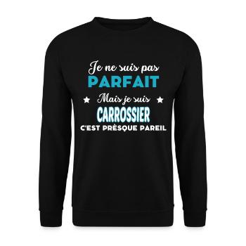 je ne suis pas parfait humour CARROSSIER - Sweat-shirt Unisexe - noir - Devant - Alina (178cm) & Michal (187cm)