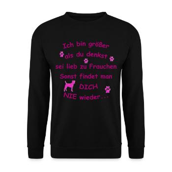 Sicheres Gassi gehen mit deinem Hund - Unisex Pullover - Schwarz - Vorne - Alina (178cm) & Michal (187cm)