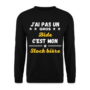 J'ai pas un Gros Bide c'est mon stock bière - Sweat-shirt Unisexe - noir - Devant - Alina (178cm) & Michal (187cm)