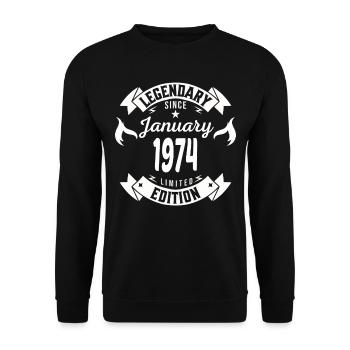 Legendary since January 1974 - Unisex Sweatshirt - black - Front - Alina (178cm) & Michal (187cm)
