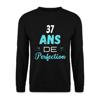 âge de la perfection cadeau humoristique 37 ans - Sweat-shirt Unisexe - noir - Devant - Alina (178cm) & Michal (187cm)