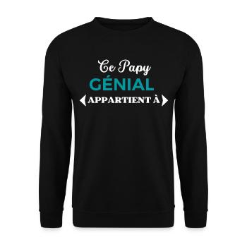 AJOUTEZ PRÉNOMS CE PAPY GÉNIAL APPARTIENT À - Sweat-shirt Unisexe - noir - Devant - Alina (178cm) & Michal (187cm)